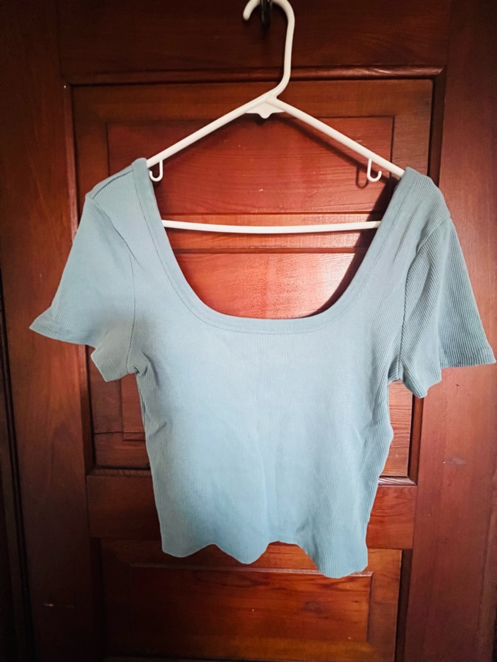 Universal Thread Ribbed Scoop Neck Crop Top blue